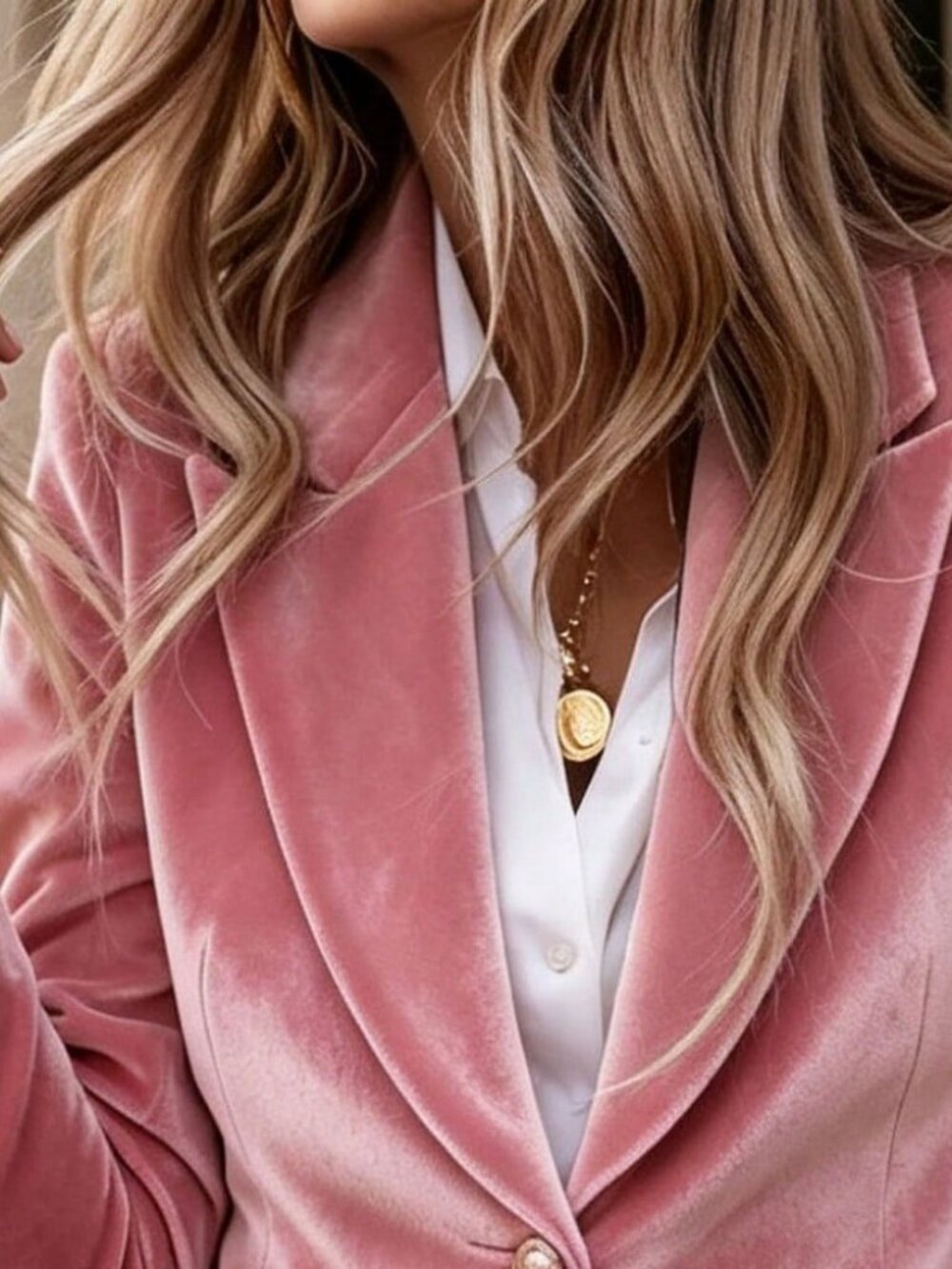 Pink ElegantWomen's Textured Slim Fit Single Breasted Blazer Jacket - Picture 3 of 3